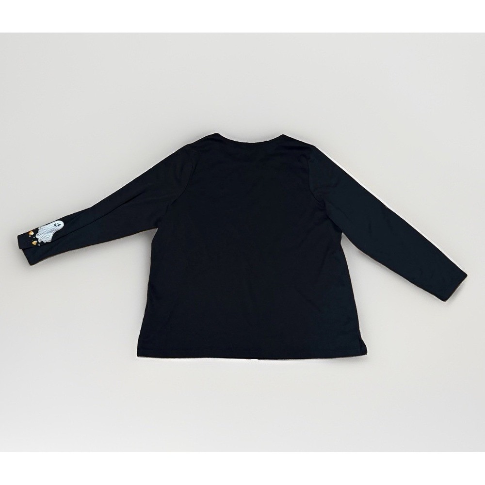 Quacker Factory Boo Ghost Embroidered Embellished Black Shirt XL Halloween NEW - Picture 5 of 10